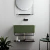 Lavabo Sospeso/Appoggio Wynn 70X40Xh.25 In Ceramica Opaco Verde Bamboo