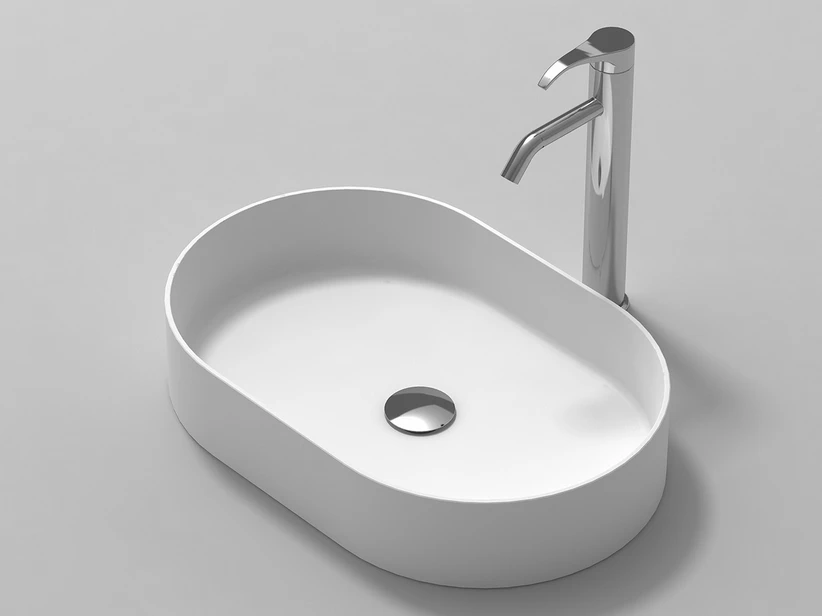 Lavabo Da Appoggio Union Round 58X38 Solid Surface Opaco Bianco 1 Lavabo Da Appoggio Union Round 58X38 Solid Surface Opaco Bianco