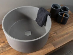 Lavabo Da Appoggio Catino Cm Ø40 X H19 In Resina E Cemento Grigio