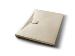 Piatto Doccia Appia Rettangolare 100x70 In Ceramica Effetto Pietra Beige Opaco