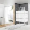 Box Doccia Angolare Arek 80x100 H190 Porta Scorrevole E Lato Fisso Cristallo 6 Mm Trasparente Serigrafato Cromo