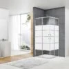 Box Doccia Angolare Arek 70x70 H190 Porte Scorrevoli Cristallo 6 Mm Trasparente Serigrafato Cromo