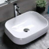 Lavabo Da Appoggio Arno 56x42 H14,5 In Ceramica Bianco Lucido