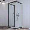 Box Doccia Zen 90x90x90 H190,4 2 Porte Scorrevoli E Lato Fisso Cristallo 6 Mm Trasparente Nero Opaco