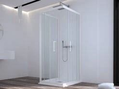 Box Doccia Zen 70x70x70 H190,4 2 Porte Scorrevoli E Lato Fisso Cristallo 6 Mm Trasparente Bianco Opaco