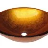 Lavabo Da Appoggio Pureglass Ciotola Cm. Ø42X14 Cristallo Foglia Oro