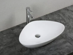 Lavabo Da Appoggio Panaro 59x39 H13,5 In Ceramica Bianco Lucido
