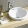 Lavabo Semincasso Soprapiano Lille Ø46,5 H6,3 In Ceramica Lucido Bianco