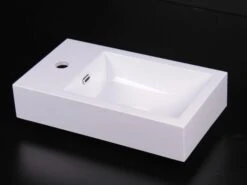 Lavabo Appoggio/Sospeso Papete 46X26Xh14 In Resina Lucido Bianco