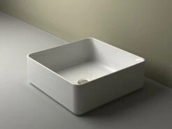 Lavabo Da Appoggio Piuma Quadrato 40X40 H12 In Ceramica Lucido Bianco