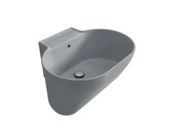 Lavabo Lavatoio Sospeso/Appoggio Tino 60X50Xh.30 In Ceramica Opaco Grigio