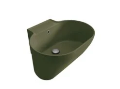 Lavabo Lavatoio Sospeso/Appoggio Tino 60X50Xh.30 In Ceramica Opaco Verde Bamboo