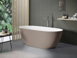 Vasca Freestanding Leo 160x74 Cm Esterno Tortora Fossil/Interno Bianco Opaco