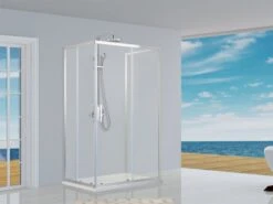Box Doccia Neptum 70x90x70 H190 2 Porte Scorrevoli E Lato Fisso Cristallo 6 Mm Trasparente Cromato