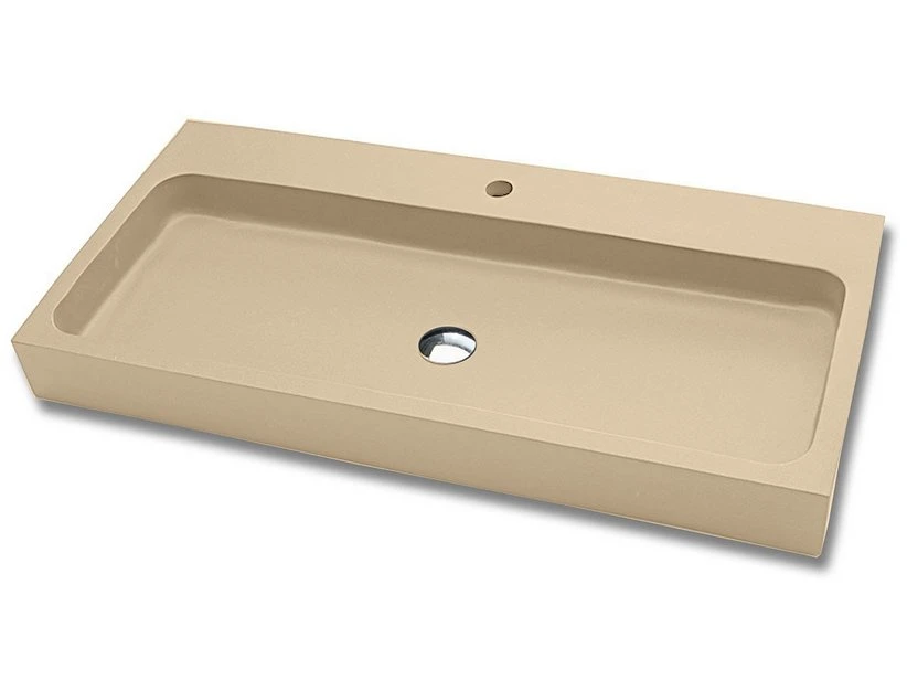 Lavabo Appoggio/Incasso Ponza 100 In Resina Opaco Crema Marfil 1 Lavabo Appoggio/Incasso Ponza 100 In Resina Opaco Crema Marfil