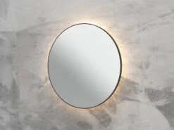 Specchio Bagno Led Queen Ø80 Con Cornice Verniciato Nero Opaco