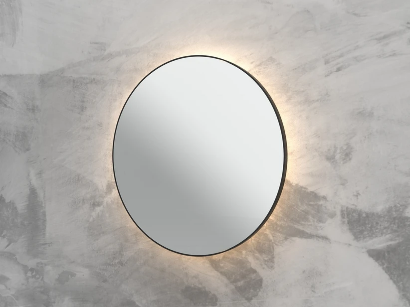 Specchio Bagno Led Queen Ø80 Con Cornice Verniciato Nero Opaco 1 Specchio Bagno Led Queen Ø80 Con Cornice Verniciato Nero Opaco