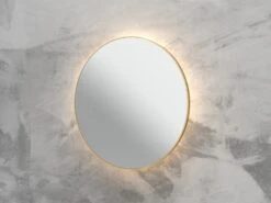 Specchio Bagno Led Queen Ø80 Con Cornice Verniciato Oro Opaco