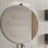 Specchio Bagno OXYGEN Ø 90 Cm. Con Inserto Impiallacciato In Legno Naturale Rovere Nodi