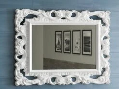 Specchio Bagno Barocco 94X75 Bianco Opaco