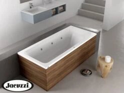 Vasca Idromassaggio Jacuzzi® Silk 180x80 Destra Con 8 Bocchette E Finitura Effetto Legno Dark Oak