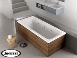 Vasca Idromassaggio Jacuzzi® Silk 170x70 Sinistra Con 8 Bocchette E Finitura Effetto Legno Dark Oak
