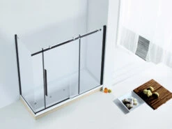 Box Doccia Per Vasca Velo 170X70Xh150 1 Anta Scorrevole Cristallo Trasparente 8 Mm Profilo Nero Opaco
