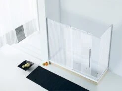 Box Sopravasca Velo Cm 170x70 H150 Porta Scorrevole Sinistra Cristallo Serigrafato Profili Cromo