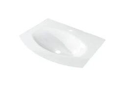 Lavabo Unitop Wave 70x51 Cm Vasca Centrale In Vetro Bianco Lucido