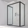 Box Doccia Zen 70x100x70 H190,4 Porta Scorrevole E 2 Lati Fissi Cristallo 6 Mm Trasparente Nero Opaco